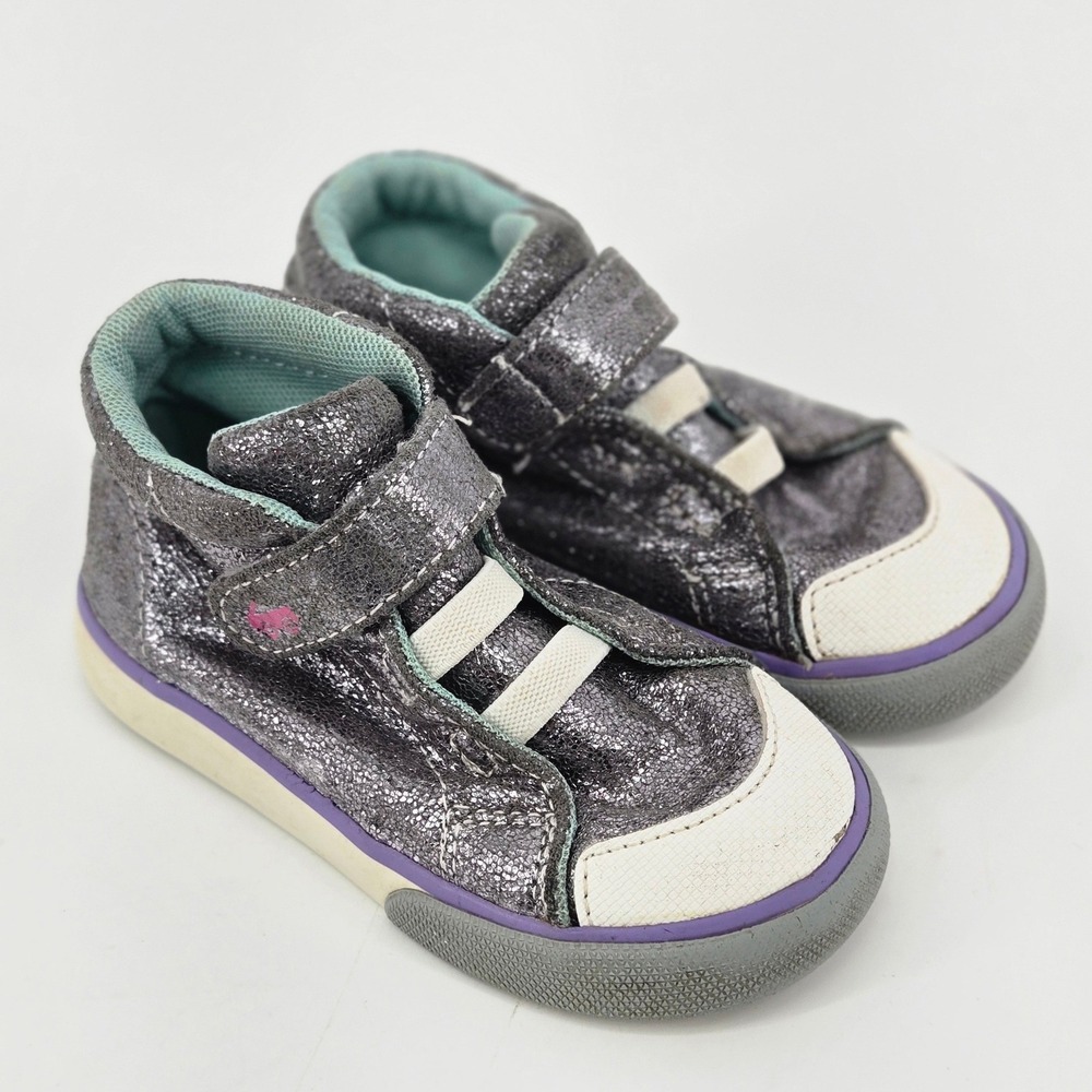 See Kai Run Belmont II Purple Silver Shimmer High Top Sneaker Shoes 7 Toddler